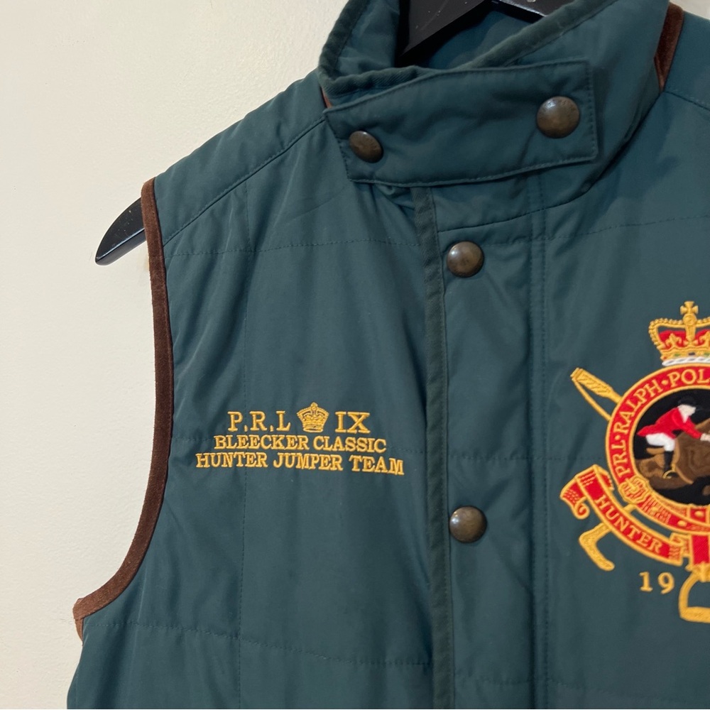 Vintage Polo Ralph Lauren Bleecker Vest Men’s Small Green Hunter Jumper Logo - Picture 3 of 16